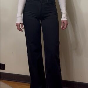 Levi's Women's High Rise Ribcage Wide Leg Jeans - Black